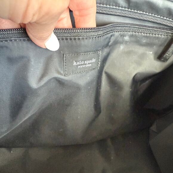KATE SPADE Large Shoulder Tote Black Nylon Leather Trim Modern Chic Minimalist - Picture 9 of 9
